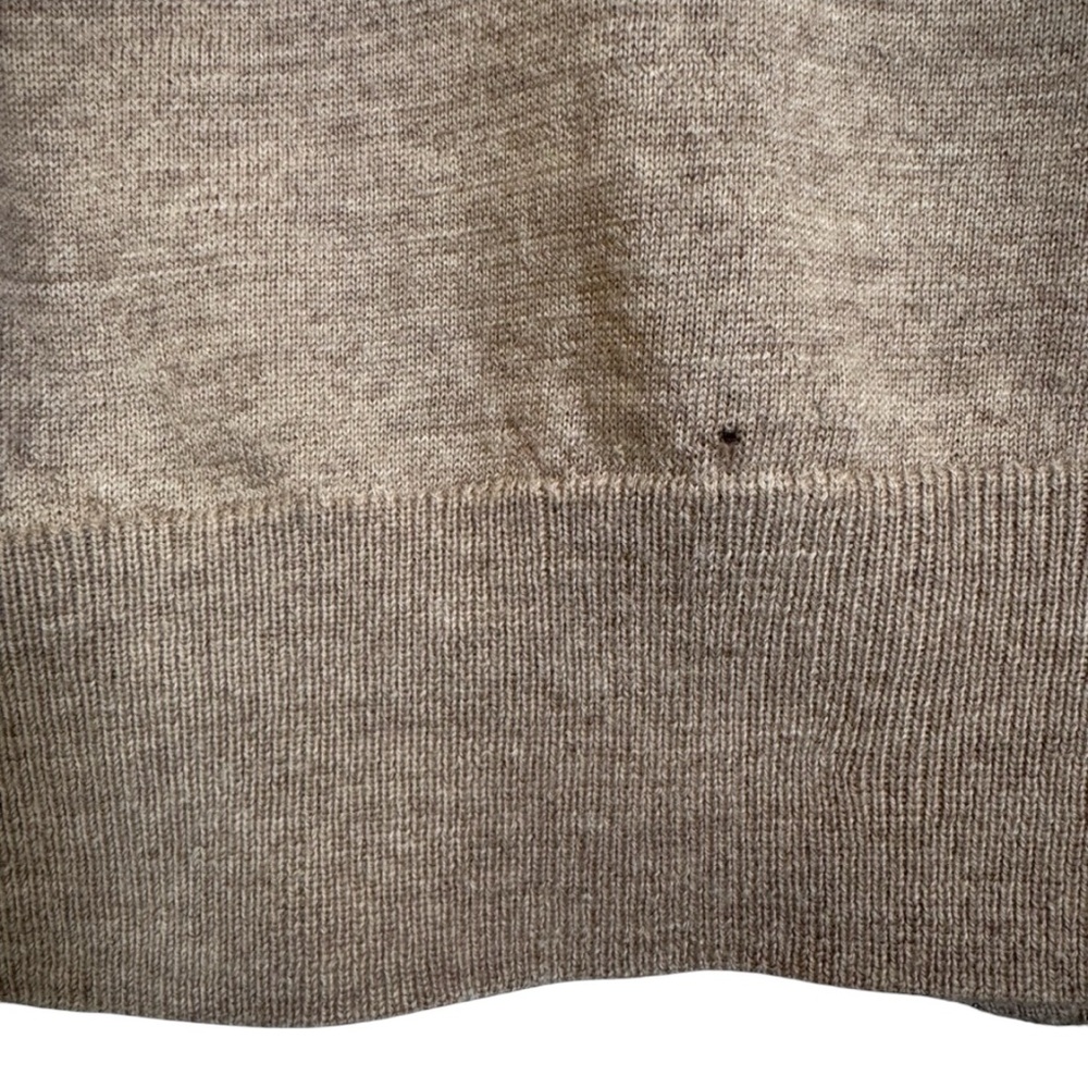 Ann Taylor Long Sleeve Beige Sweater w/ Gold Zip Up and Pocket Details 100% Wool - Picture 10 of 16